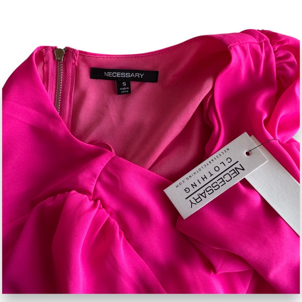 NECESSARY hot pink long sleeve dress size S NWT - Picture 5 of 8